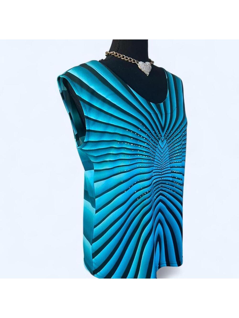 Vintage Y2K MCBling Glam Rhinestone Geometric Going Out Top size large 💙 - Picture 3 of 6